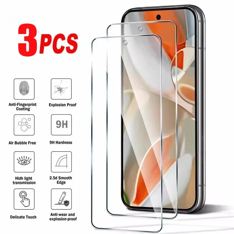 

3PCS Google Tempered Glass Pixel 9 8 Pro 9A 8A 7 7A 6 6A 9H Protective Transparent Screen Protector Film Glass