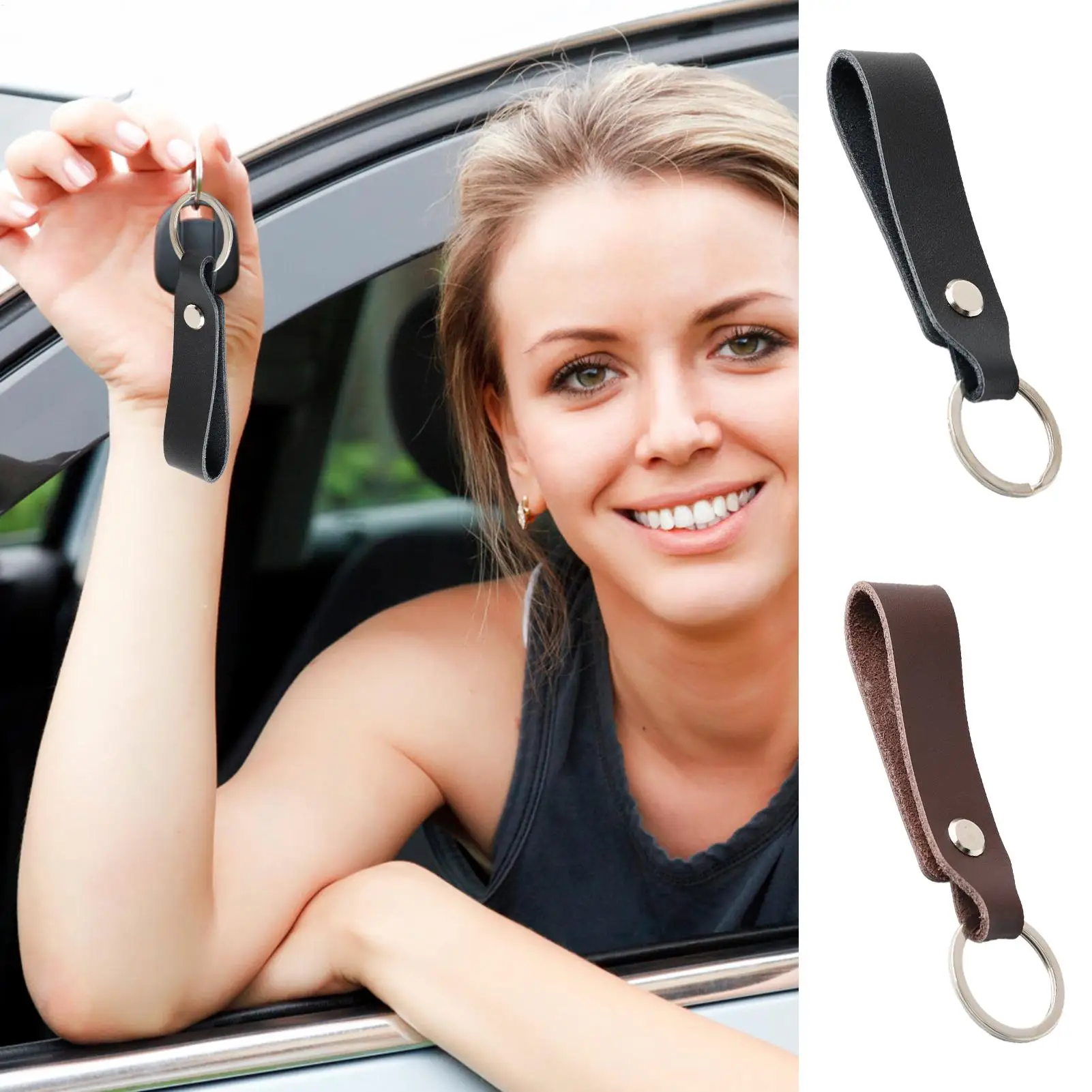 Leather Wristlet Keychain Car Home Key Ring Holder Lanyard Women Men Key Ring Holder Lanyard For Men Women Adults Mother Father