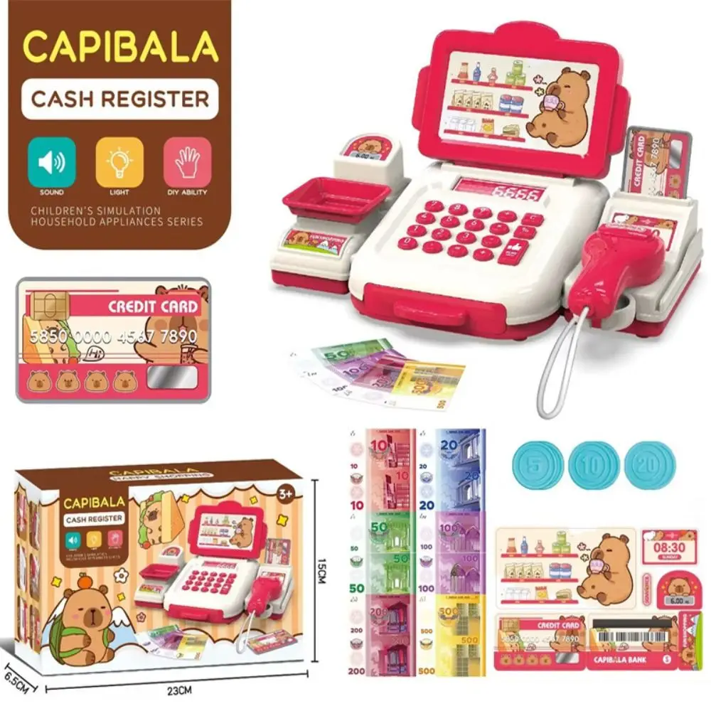 Capybara Cash Register Play Money Pretend Play Supermarket Cash Register DIY Credit Card Scanner Role Play Learning