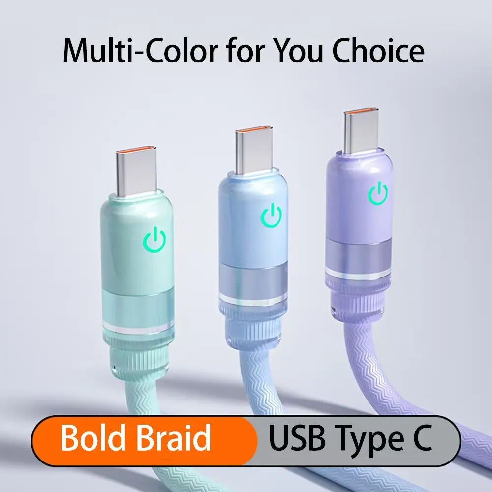 Max 100W 6A USB-C Super Fast Charging Cable Bold Nylon Braid USB to Type C  For Samsung Oneplus Xiaomi Redmi Huawei OPPO VIVO