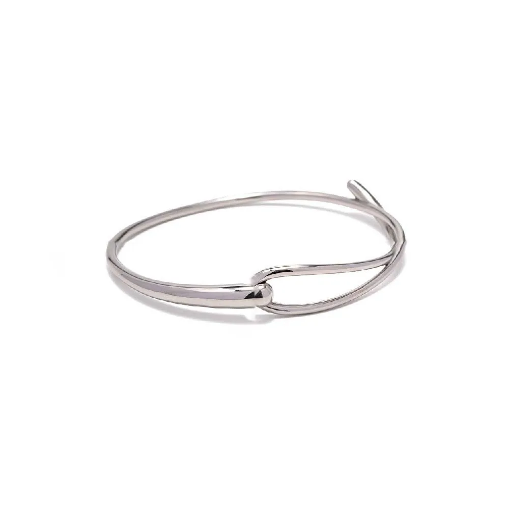 

Interlocking Loop Bangles Streamlined Non Tarnish Hook Bracelets Hypoallergenic High Polished Fluid Cuffs Chic Girls