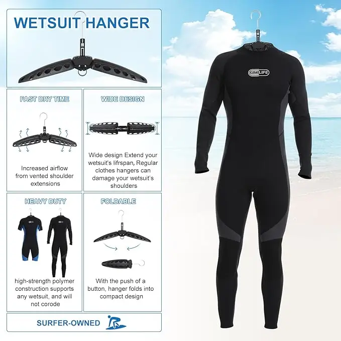 Wetsuit Hanger Surfing Scuba Diving Accessory Dry Wetsuit Drysuit Life Jacket Quick Dry Foldable Vented Dryer for Wetsuite Suit view 4
