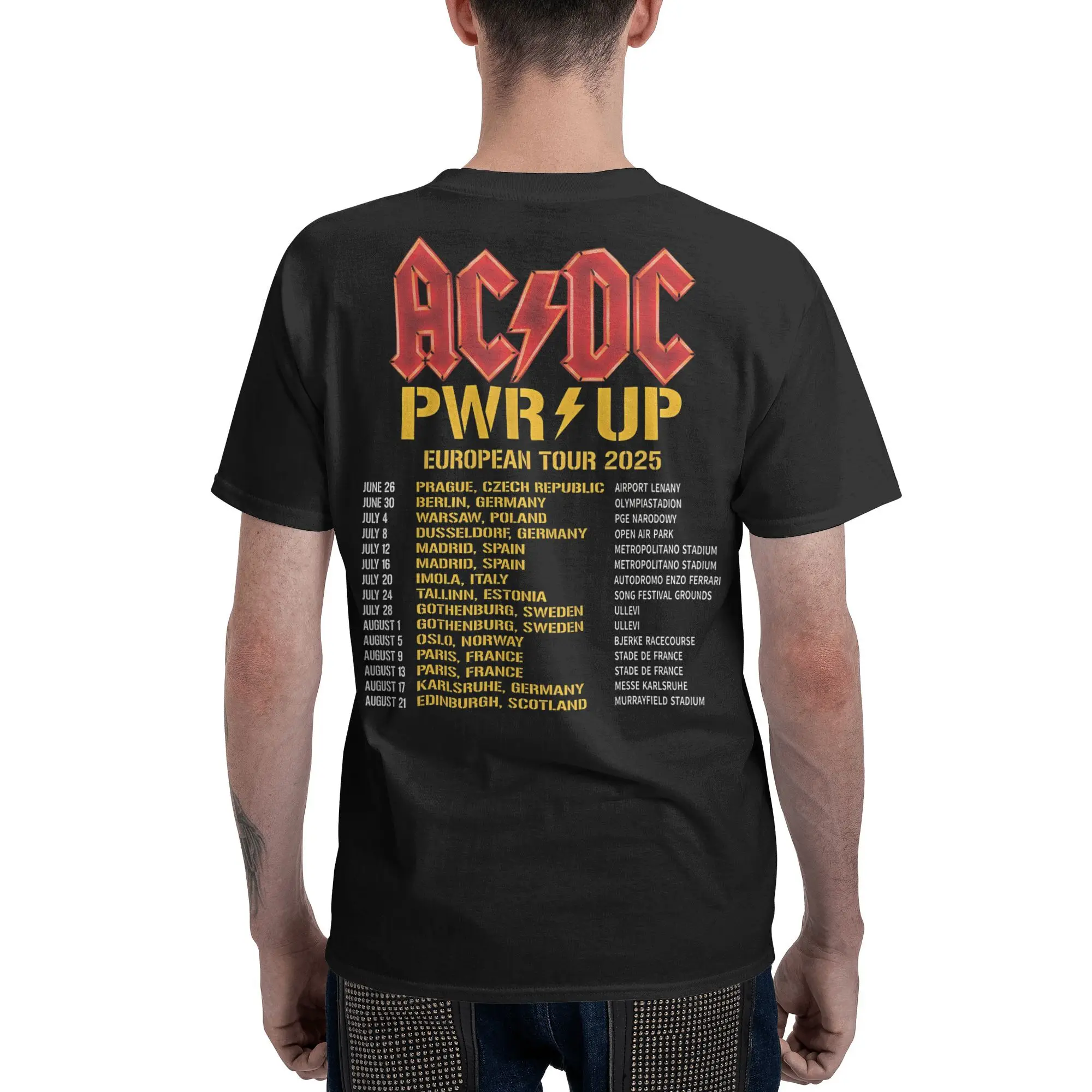 AC Pwr Up World Tour DC EUROPE 2025 Graphic Print T Shirts for Men Women  Pure Cotton  Tee Shirt Clothes image 5