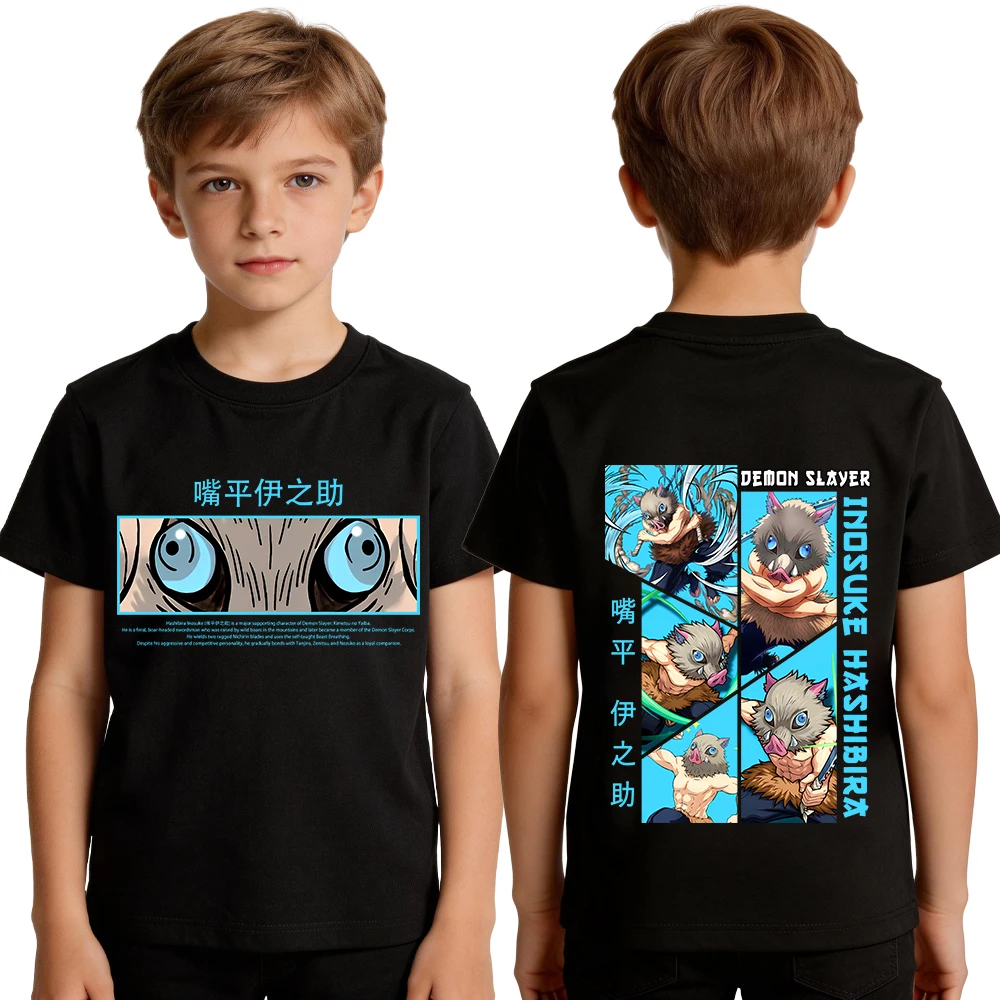Kimetsu no Yaiba Hashibira Inosuke Anime-Grafik-T-Shirt für Jungen, lässiges Kinderbekleidungsoberteil