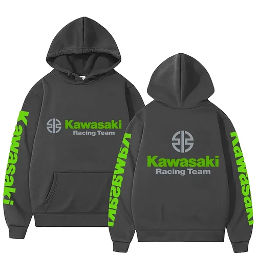 Imagen 2 del producto KAWASAKI Racing Team Logo Sudadera con capucha de lana para hombres y mujeres Sudadera con capucha cálida 2025 Otoño/Invierno Nuevo Top deportivo informal
