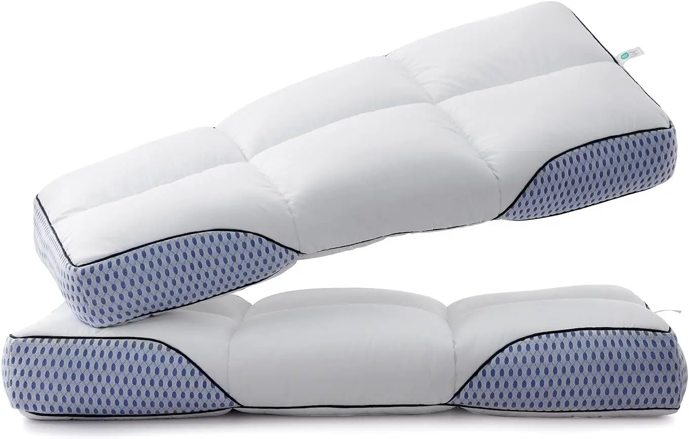 

Firm Ergonomic Pillow for Neck Pain Relief - Cooling Mesh Gusset, King Size (15x33x4), Pack of 2