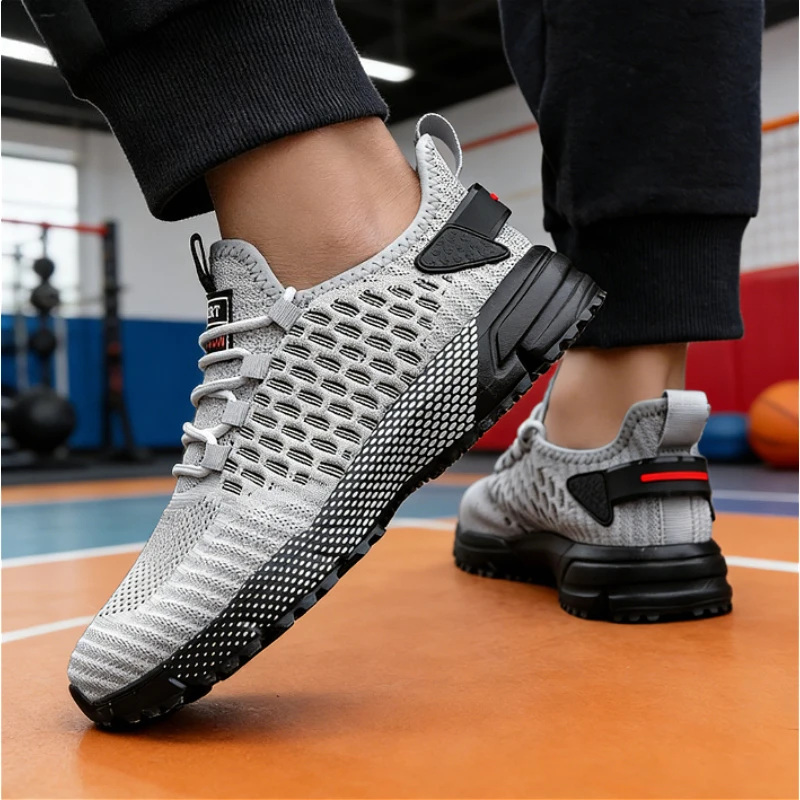 Men's Trendy Yellow Knit Sneakers 2025 Breathable Mesh Comfort Casual Sports Shoes Non-Slip Sole Lightweight Running Trainers