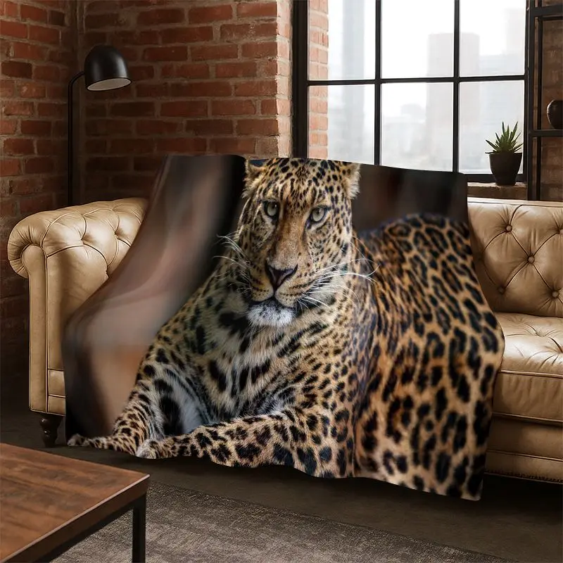 Leopard Cheetah Beast Animal Flannel Blanket Soft Warm Blanket Throw Blanket for Bedroom Living Room Bed Travel Camping Picnic