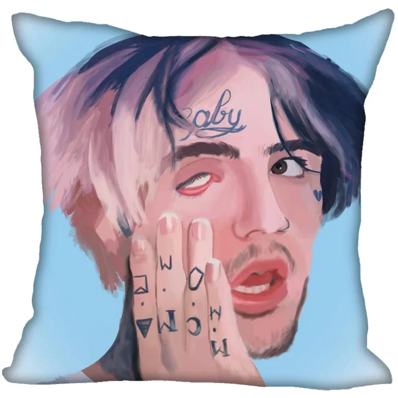 New Arrival Lil Peep Pillowcase Bedroom Home Decorative Gift Pillow Cover Square Zipper Pillow Cases Satin Fabric Soft