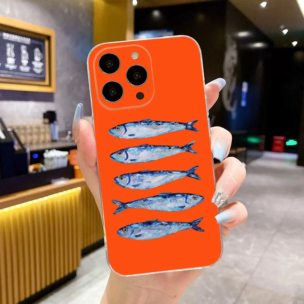 Sardines Art Phone Case For iPhone Apple 15,14,13,12,Mini,11,Pro,Max,Plus,X,XR,XS,8,SE,2020,Plus Transparent Cover