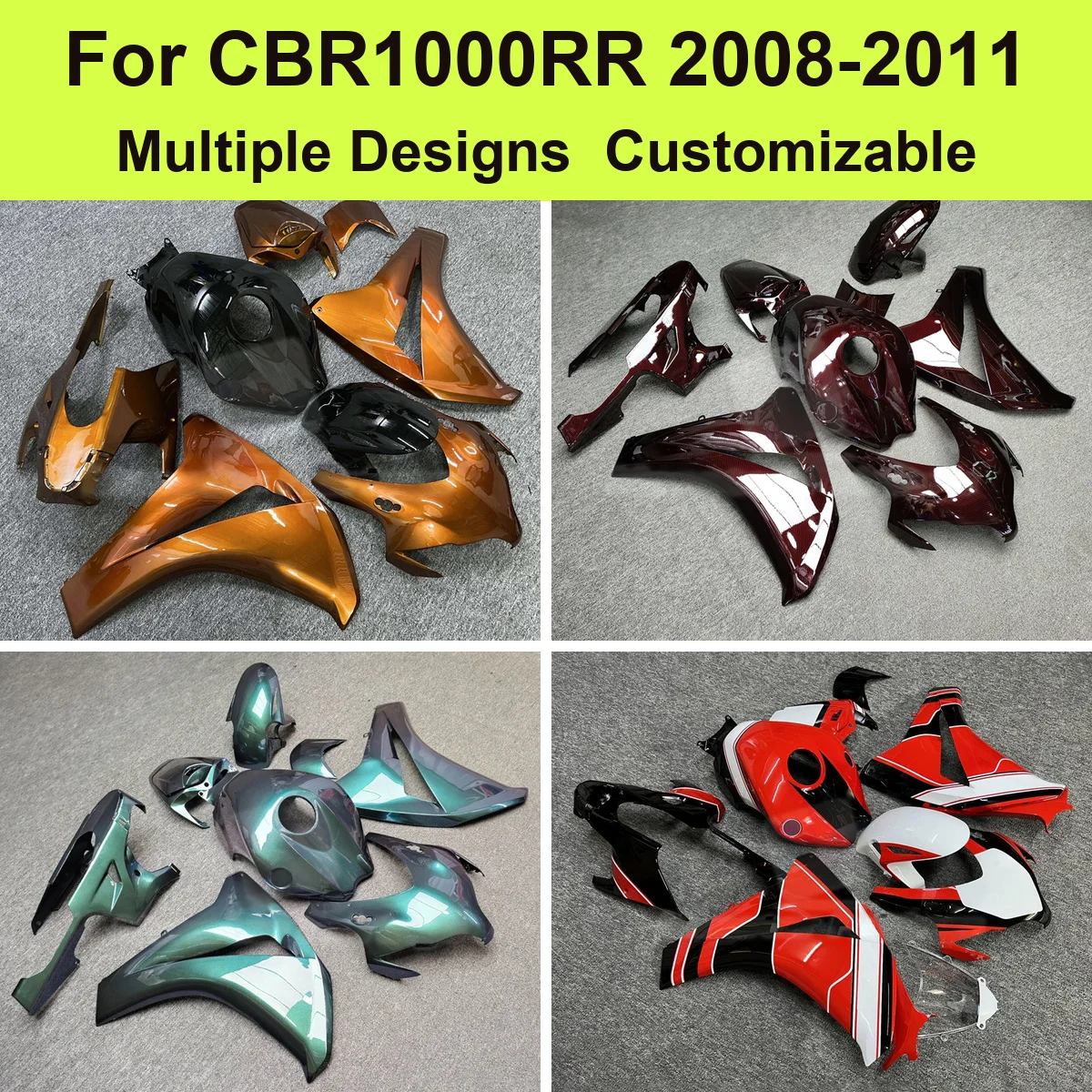Sportbike Fairings Kit for CBR1000RR 2008-2011 SC59 Injection Moulded ABS Full Bodywork Panels Cover Casing Complete