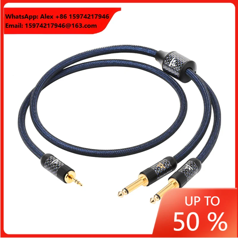 ATAUDIO HiFi 3.5mm Dual 6.5mm Audio Cable Pure Copper Gold-Plated Connector For Microphone DVD Players Speakers Amplifiers