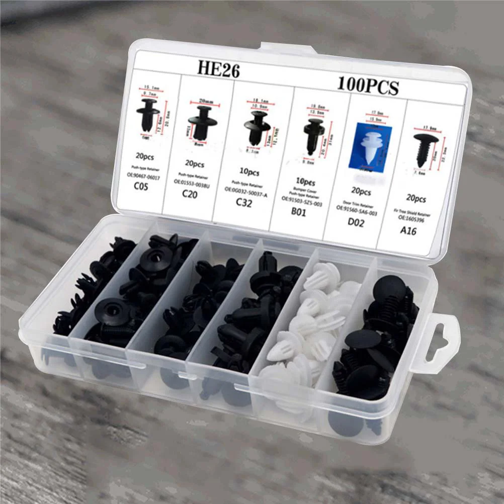 100PCS Car Body Trim Clips Retainer Bumper Rivets Screws Car Push Type Bumper Fastener Rivet Clips Panel Push Fastener Kit