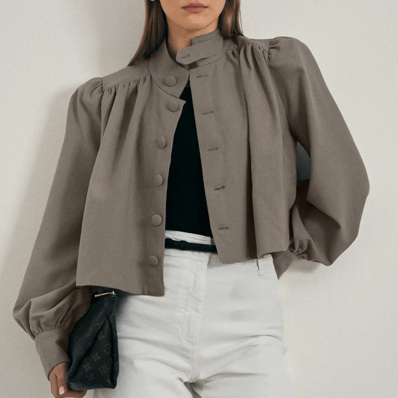 

Talenza Women's Fashion Short Jackets 2026 Solid New Button Patchwork Casual Jackets Elegant Commute Streetwear Female Outerwear