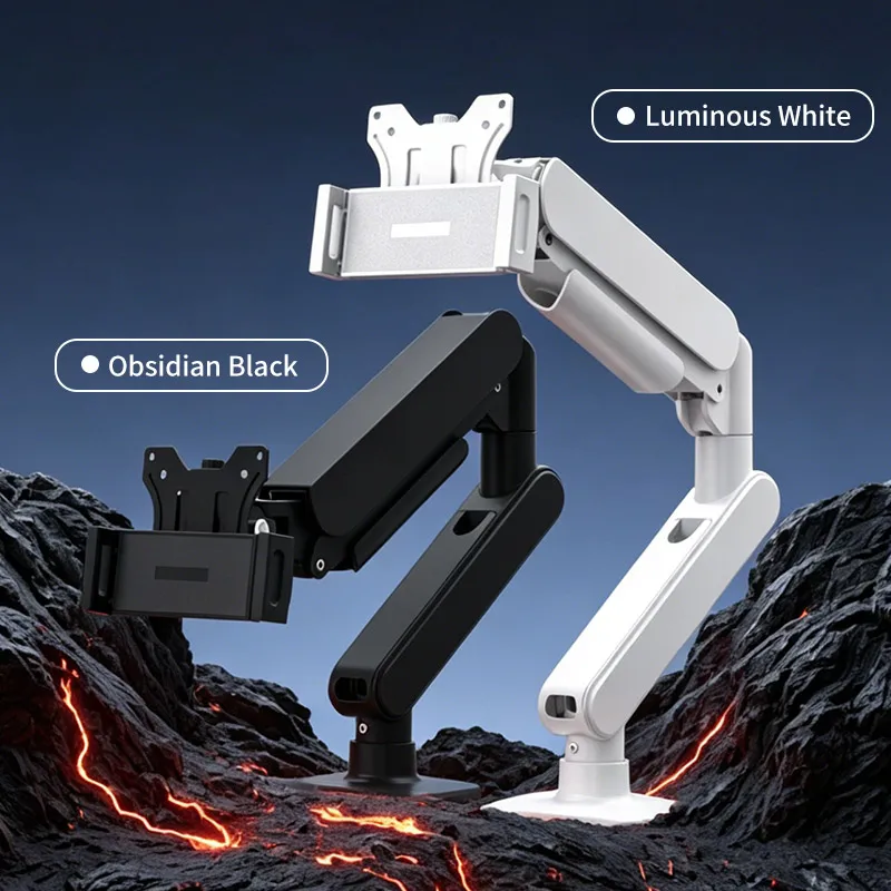 Single Gas Spring Monitor Desk Mount With Tablet Phone Holder,0-6KG Load,360° Rotation Stand for Monitor Phone Switch Kindle