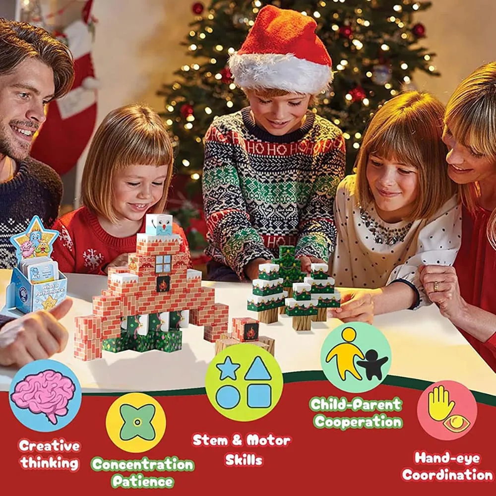 Mundo de natal cubos magnéticos presente blocos de construção empilhamento cubos terno educacional diy brinquedos para crianças eua transporte