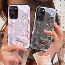 Butterfly Shell Pollen For Samsung Galaxy Note 8 9 10 PRO 20 Ultra A01 02 03 Core 04E 4G 12 13 5G Tempering Glass Phone Case