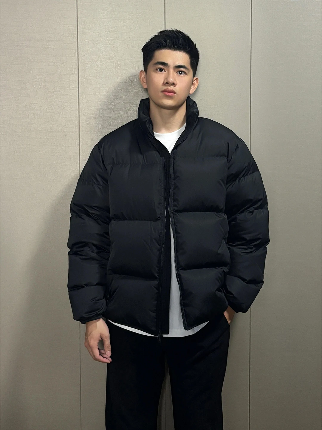 

Мужская зимняя куртка-пуховик с воротником, утепленная, на молнии, свободного кроя, в американском стиле