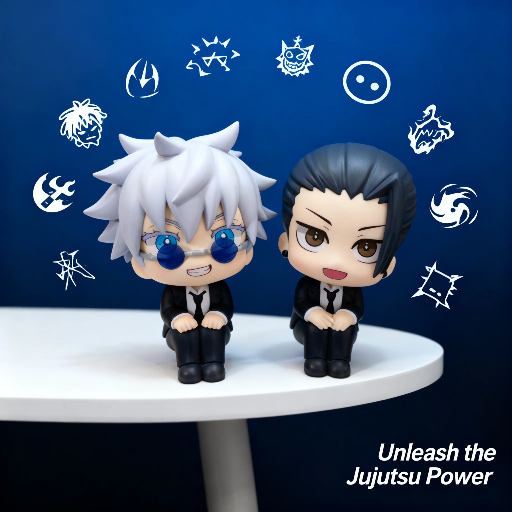 

LOOK UP Jujutsu Kaisen Satoru Gojo Suguru Geto Black Suit High School Anime Figure Model Handmade Collectible Toy Gift for Fans