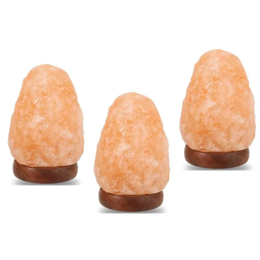 

Set of 3, Mini USB Himalayan Salt Lamp with 7 Color Changing Natural Crystal Rock Salt Lamp, Table Lamps Wood Base for Bedroom,