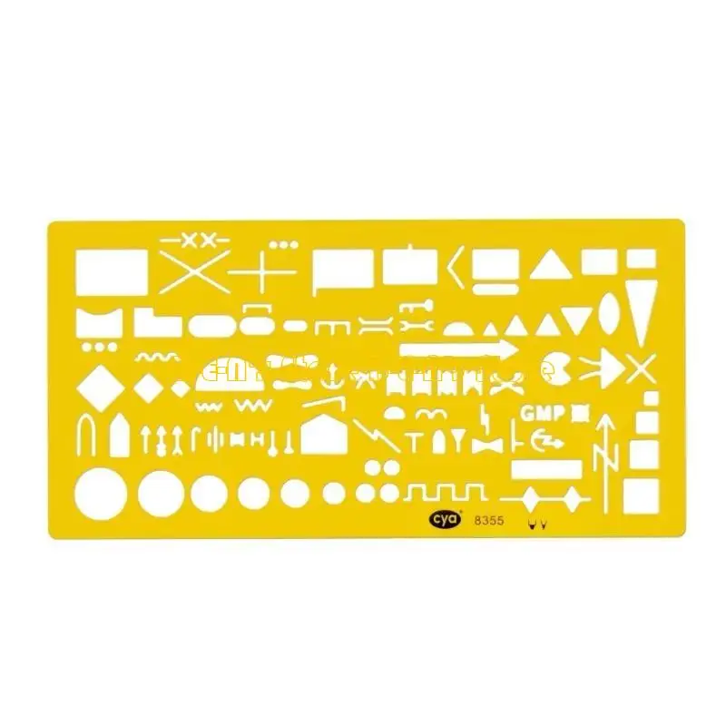 Y1AD Plastic Yellow Geometric Drawing Templates, 4 Different Geometric Measuring Drawing Templates Stencils for Drawing