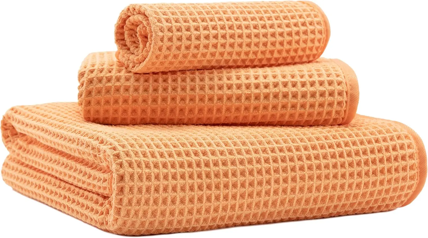 

Oversized Waffle Bath Towels 3-Piece Set, 430 GSM, Soft, Absorbent, Fast Drying, Lint Free