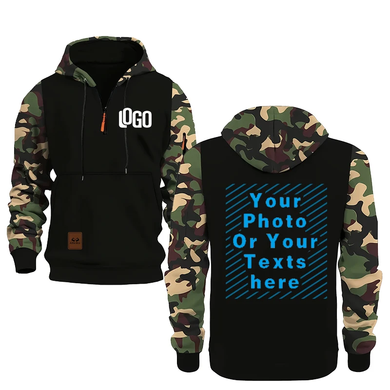 

DIY customization of your brand logo, men's and women's casual hooded tops, camouflage pullovers, street style personalized spor