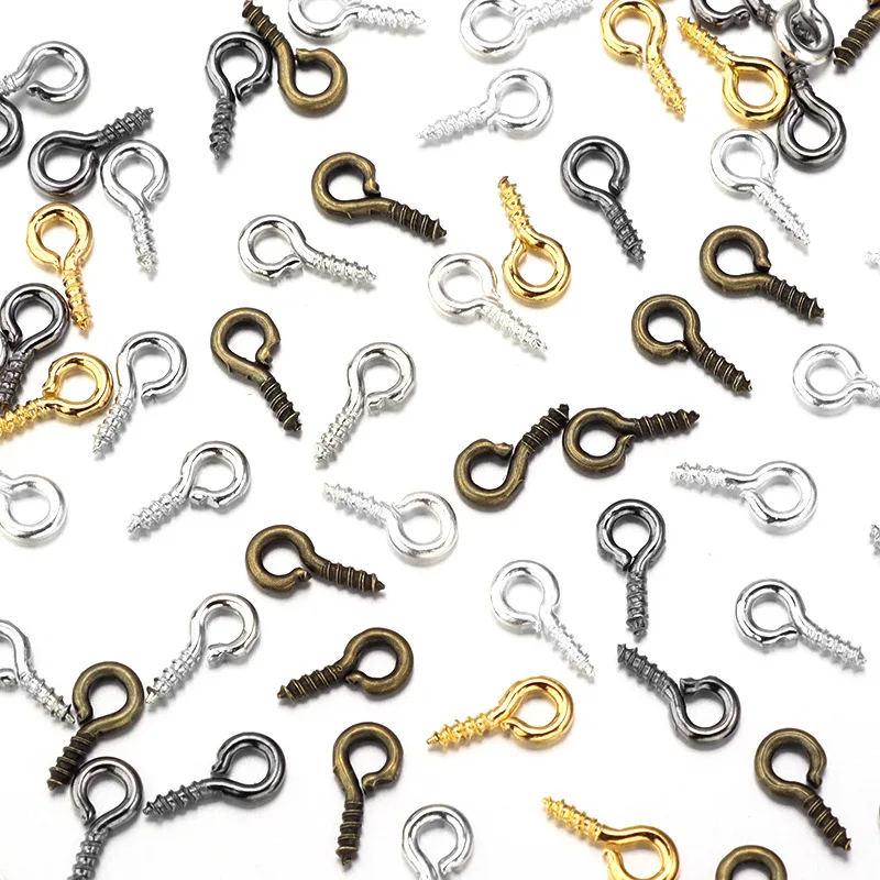 300pcs/Lot Small Tiny Eye Pins Jewelry Making Materials Screw Threaded Clasps Hook For DIY Finding Accessories Supplies