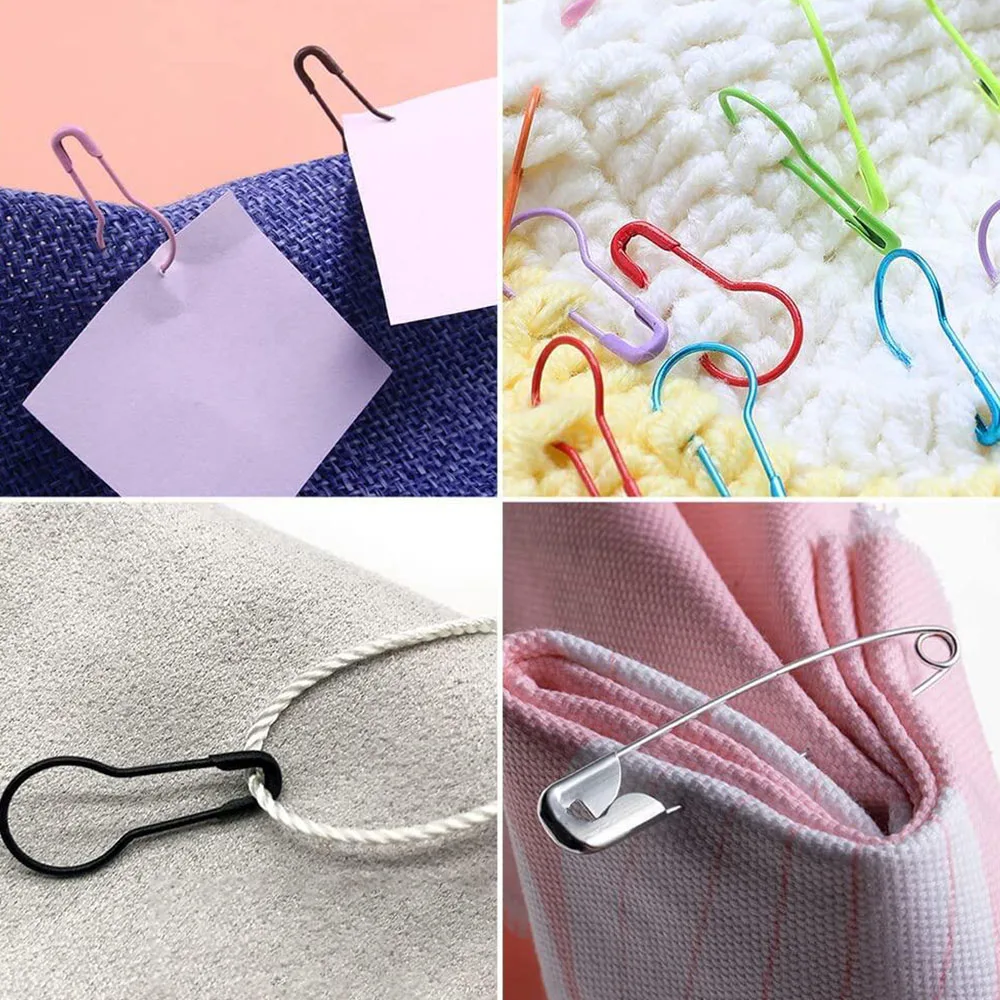 100pcs Mix Color Gourd Shape Metal Clips Safety Pin Marker Tag Gourd Pins Safe Craft Knitting DIY Sewing Tools AA7672