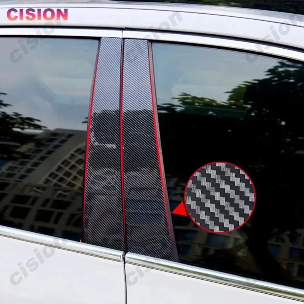 لامعة ألياف الكربون نافذة باب السيارة مركز B C عمود آخر العمود الأوسط غطاء لوحة الكسوة مرآة تأثير ملصق لمازدا CX5 KE