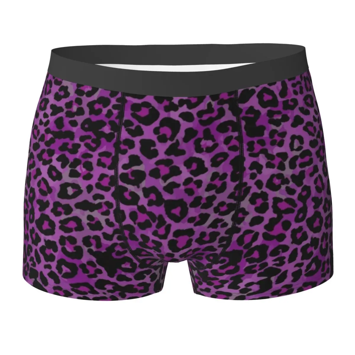 Purple Leopard Underwear Skin Wildlife Male Underpants Design Funny Boxer Shorts Hot Shorts Briefs Plus Size 2XL