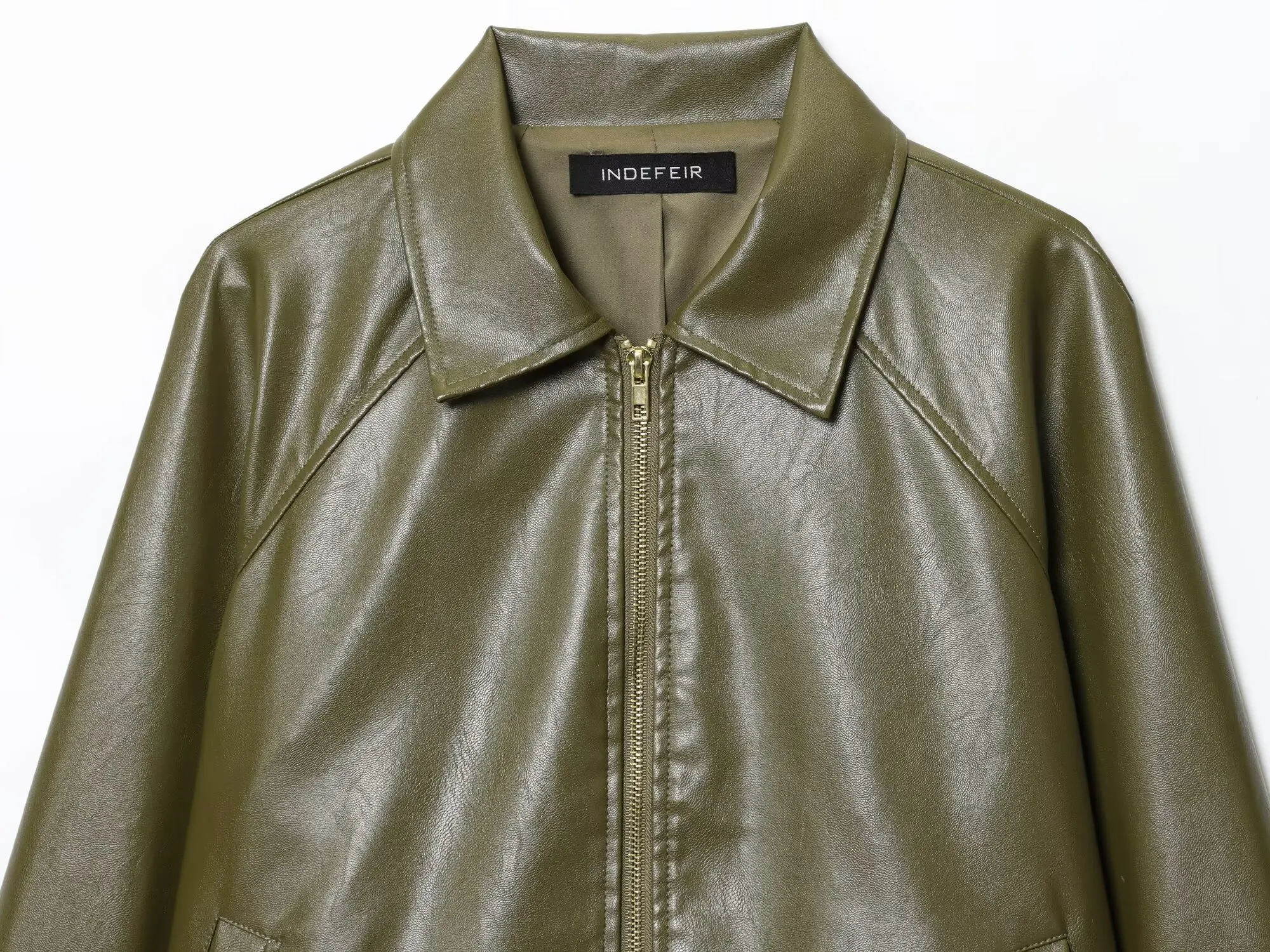 Cappotto da donna in ecopelle Autunno Inverno Tinta unita Manica lunga Minimalista con coulisse Giacca femminile Capispalla moda casual