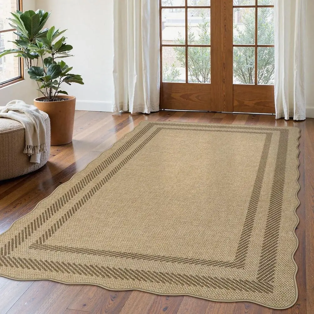 

Моющийся джутовый ковер 5x7, геометрический дизайн для гостиной, в помещении и на открытом воздухе, нескользящий коврик для домашнего офиса и столовой