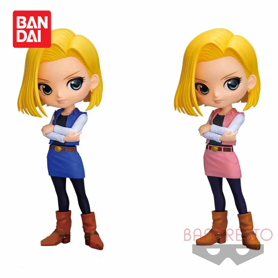 Original Banpresto Dragon Ball Z Anime Figurines Q Posket Android 18 Lazuli Action Figure Figurals Collectible Model Doll Toys