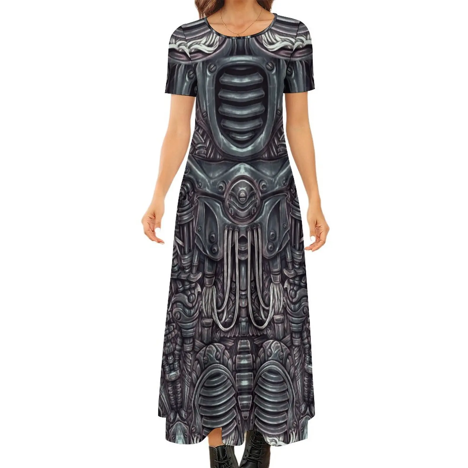 

Organic Mech - Xenomorph Round Neck Short Sleeve Dress elegant women"s sets luxury woman evening dress