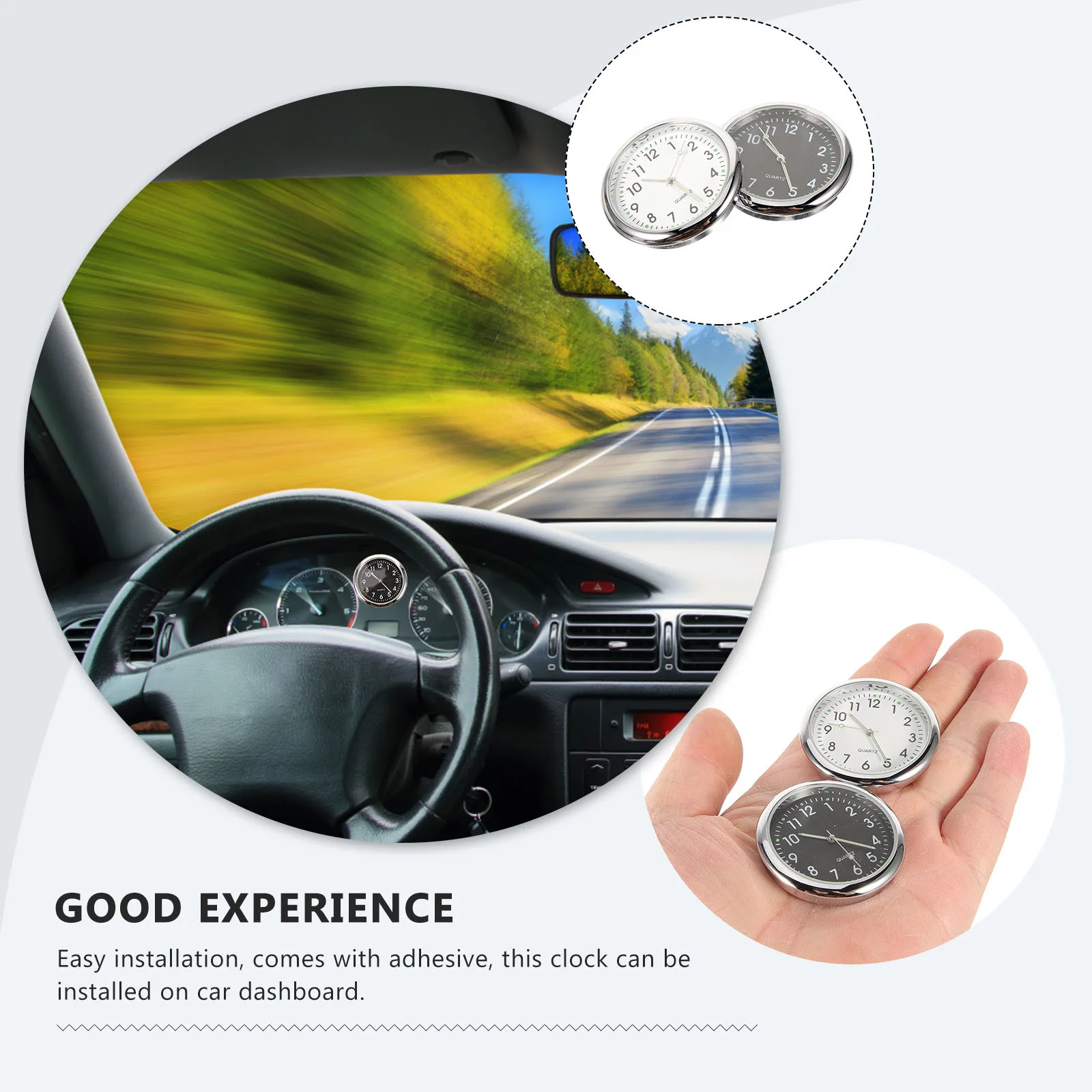 

2pcs Car Dashboard Clock Adhesive Luminous Pointer For Auto Compatible With Car Dash