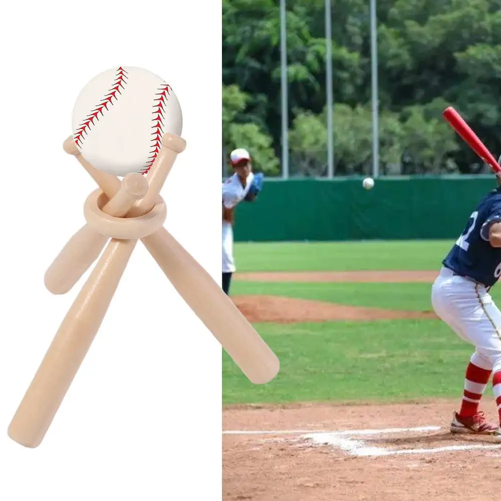 

Деревянная подставка для бейсбола, стеллаж для хранения, простой в установке держатель для бейсбольных бит, форма летучих мышей, мини-кронштейн для бейсбола