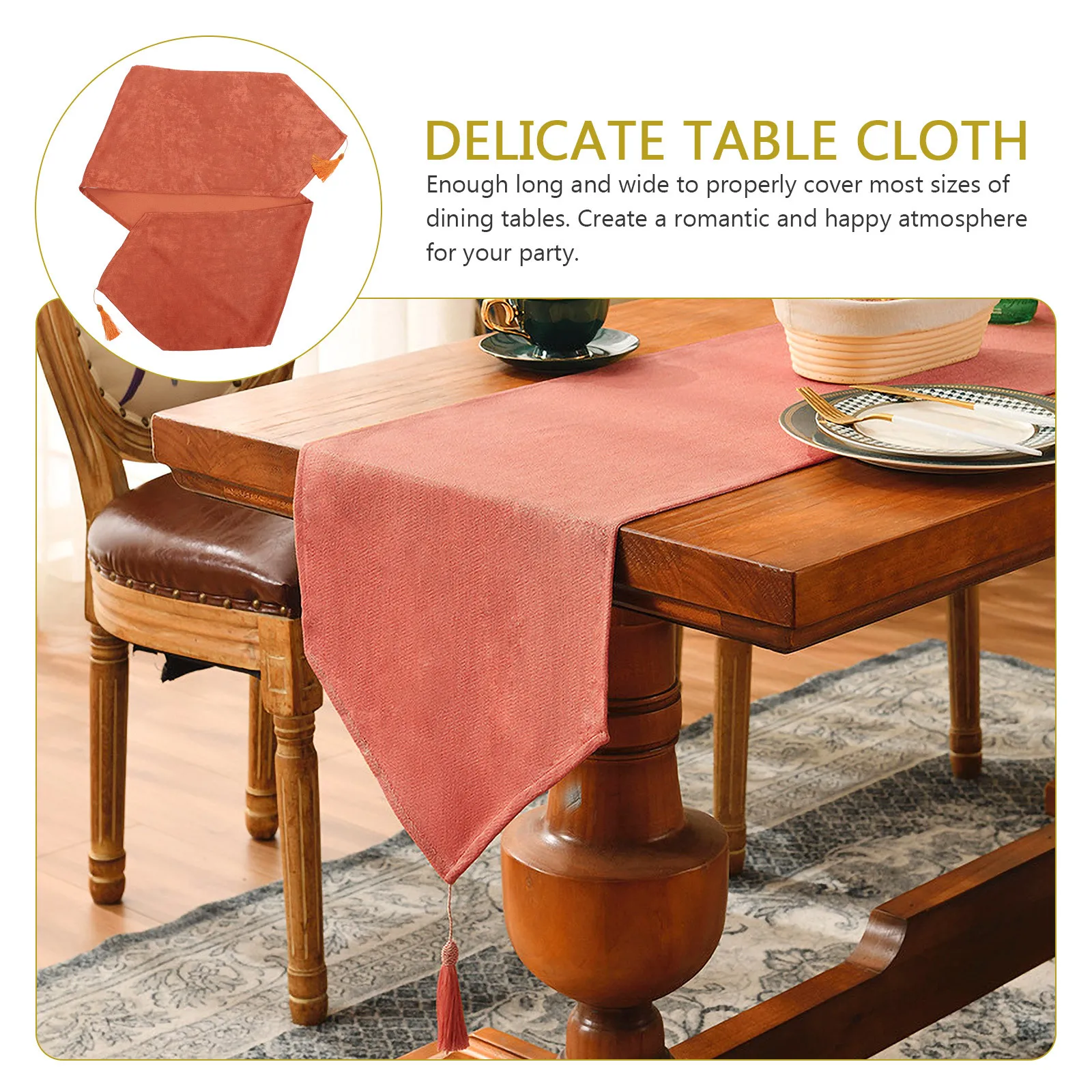 

Simple Style Table Runner Delicate Design with Tassels for Picnic Party Dinner Daily Use Home Table Decoration