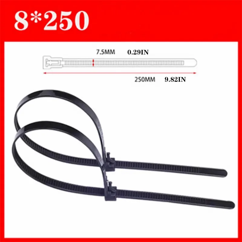 100 Stück Wiederverwendbare Selbstverriegelnde Kunststoff-Nylon-Kabelbinder, Feste Nylon-Kabelbinder und Abnehmbare Reißverschlussbinder-Sets, Kabelbinder 5x150 200 300 – Detail 11