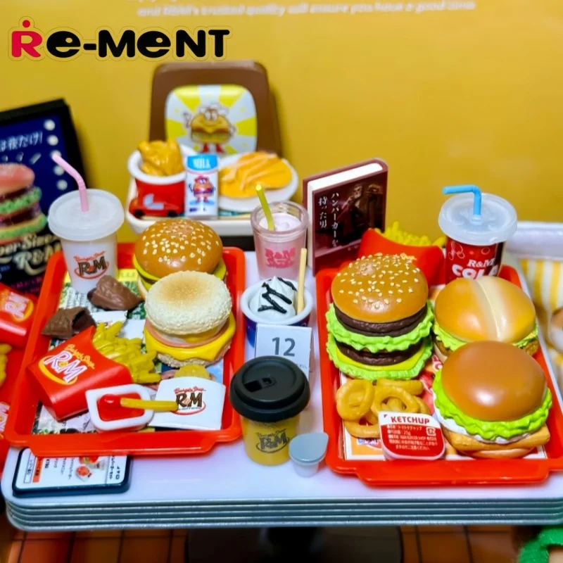 Hot Re-Ment Chocolate World Hamburger Model Dessert Room Miniature Scene Blind Box Decoration Birthday Gifts