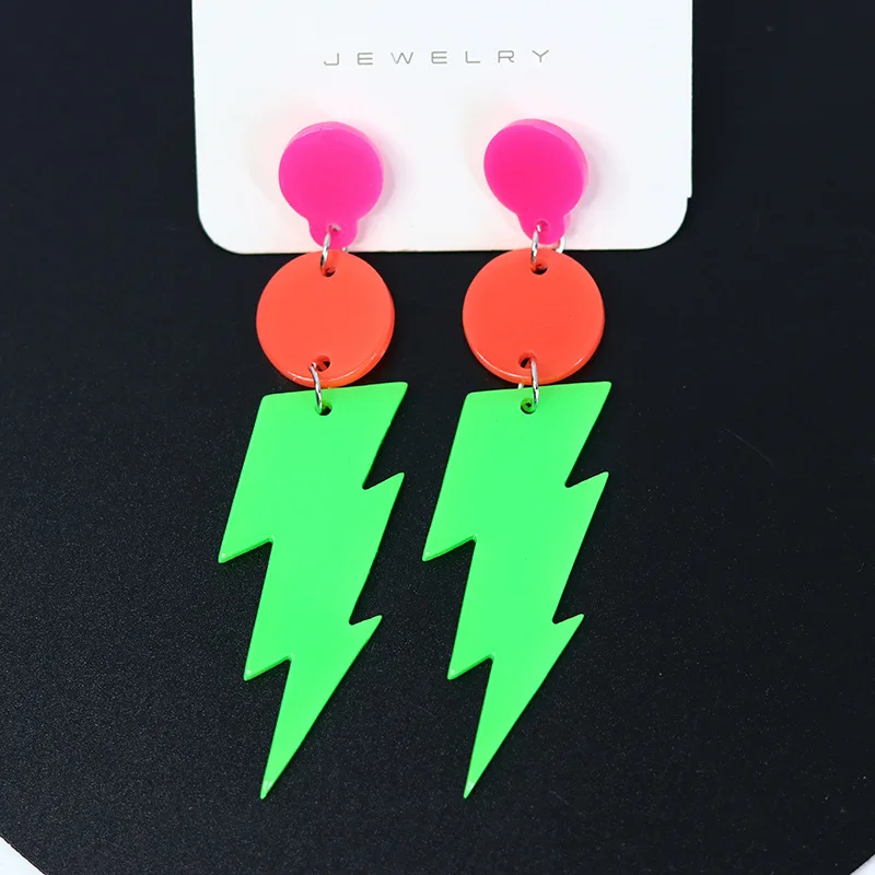 Fluorescent Lightning Earrings Personalized Colorful Night Glow Beautiful Popular Jewelry Acrylic Earrings For Women