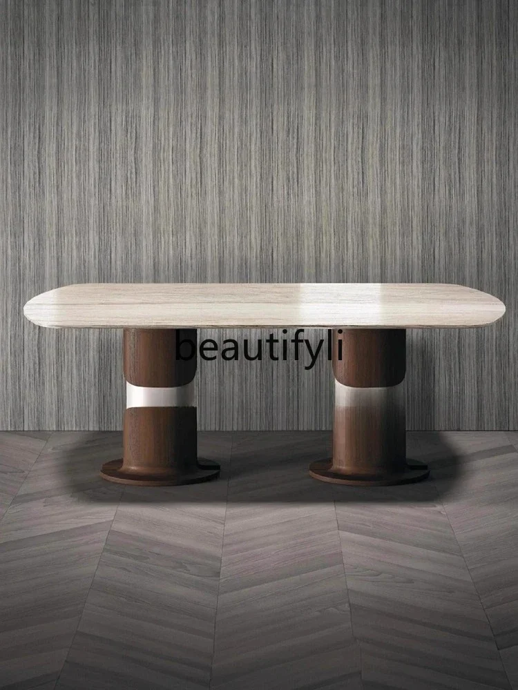 

X Light Luxury Marble Solid Wood Dining Table Creative Home Modern Minimalist Art Dining Table