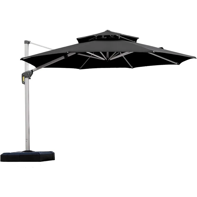 

PURPLE LEAF 11 Feet Patio Umbrella Outdoor Round Umbrella Large Cantilever Windproof Offset Umbrella Heavy Duty