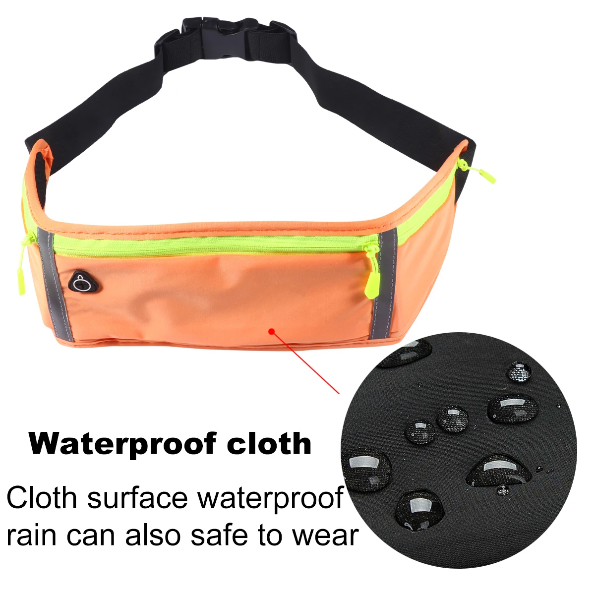 1Pc Running Waist Pouch Three Compartment Waterproof Sports Pouch Belt Waist Water Resistant Pack (Orange)