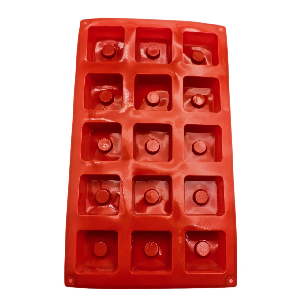 Square With Round Center Silicone Chocolate Mold 15 Hole Candy Jelly Pudding Handmade Soap Mold DIY Ice Grid Baking Tools