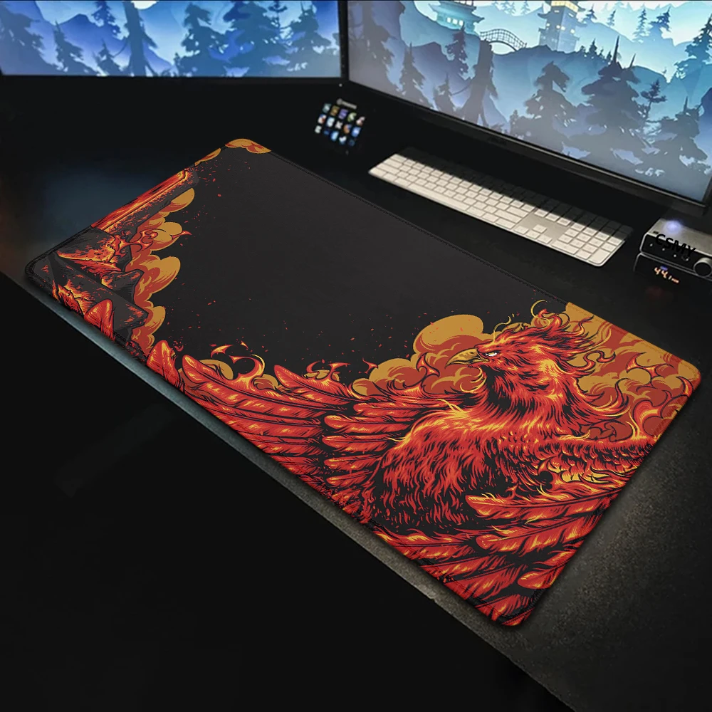 Red Phoenix Mause Pad for Computer Mouse Office Accessories Big Desk Mat Gamer Keyboard Mousepad Xxl Large Speed Gaming Mats