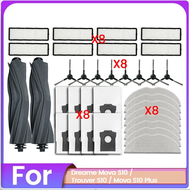 

WORTHOWN-34PCS щетка для пылесборника, фильтр, набор тряпок для швабры для Dreame Mova S10 Trouver S10 Mova S10 Plus, запасные части для пылесоса