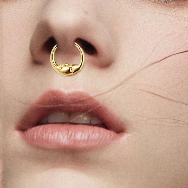 Fashionable Moon Segment Rings Fashionable Stainless Steel Nose Hoop Accessory Dainty Moon Shaped Nose Rings