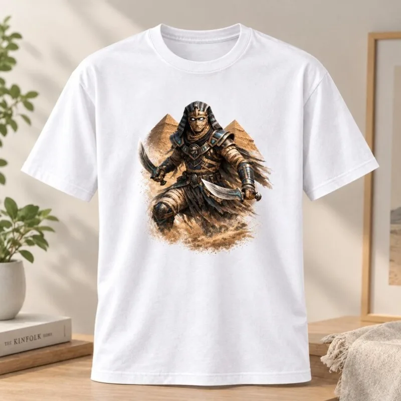 Vintage Ancient Egyptian Mummy Warrior Pyramid Graphic T Shirt Unisex Egypt Mythology Short Sleeve Casual Tee