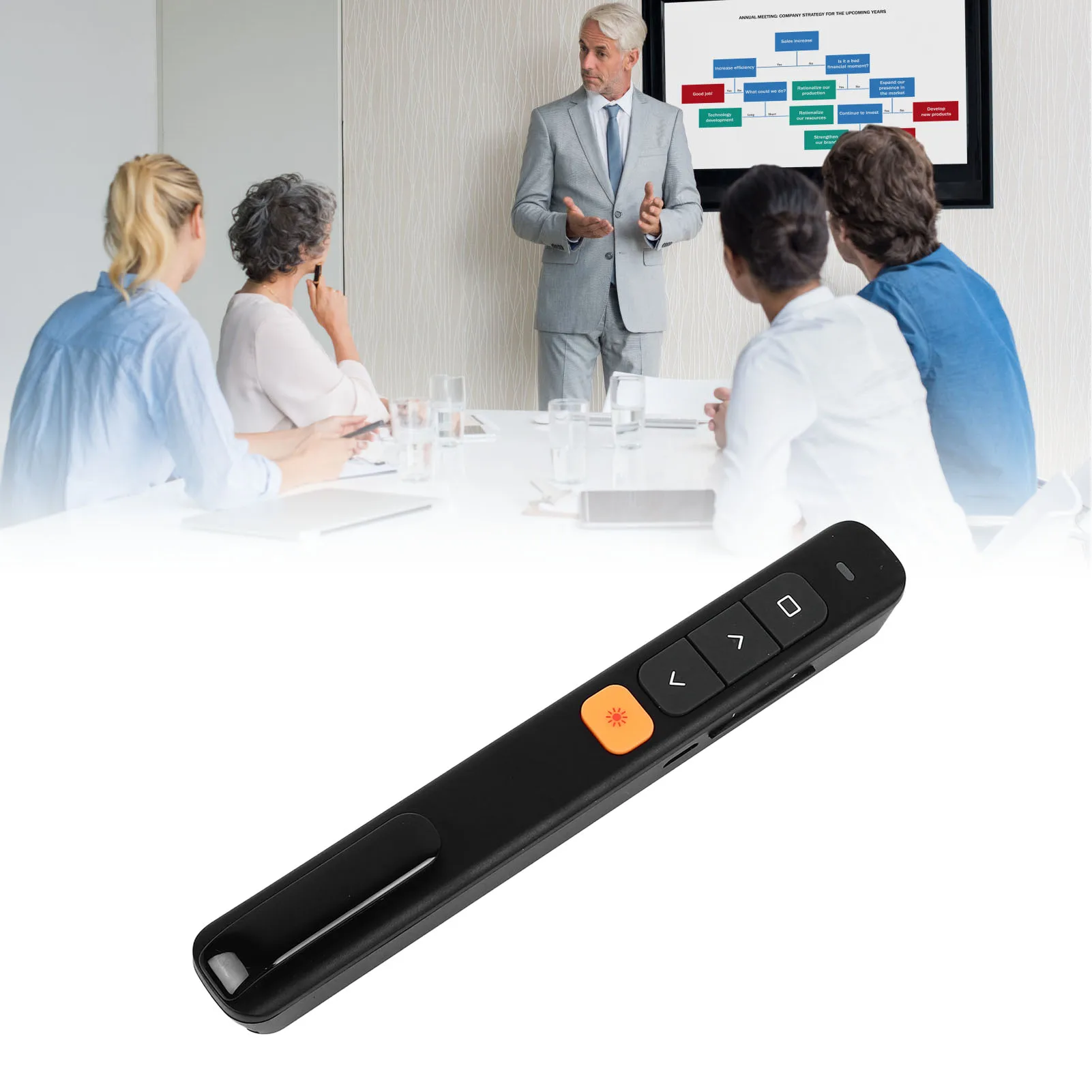 Presentation Clicker 328ft Control 2.4G Frequency Laser Pointer USB Receiver Multi Functions Plug and Play for Classroom